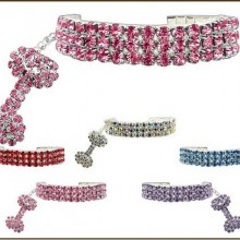 厂家直销 水钻宠物项圈项链 弹力水钻骨头吊坠 跨境电商 诚招代理代销