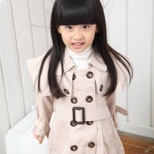 日韩童装 儿童风衣 实体淘宝爆款双排扣女童披肩中长款风衣 JC231