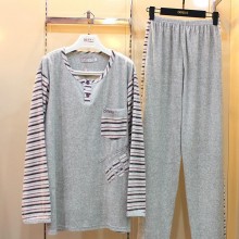 2014最新霓彩儿男士居家服套装简约自然V领天鹅绒男士睡衣