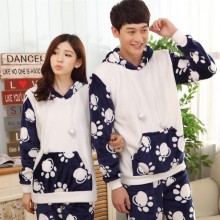 秋冬款加厚法兰绒情侣睡衣 春秋款男女珊瑚绒情侣睡衣套装 家居