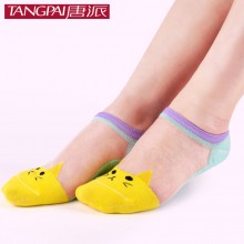 猫咪玻璃丝隐形袜 透明水晶丝袜 卡通女短袜 超薄春夏浅口袜批发