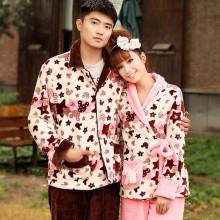 冬装A35甜蜜感受珊瑚绒升级版法兰绒加厚保暖卡通情侣睡衣