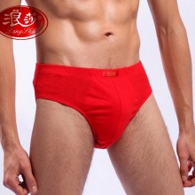 浪莎男士三角裤 大红全棉中腰本命年喜庆短裤衩 正品浪莎红内裤