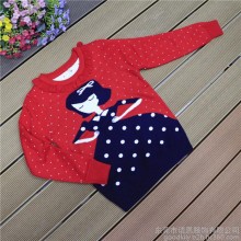 2016新款秋女童韩版毛衣  kily爆款圆领可爱文静女生双层针织 女童毛衣