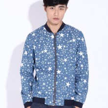 厂家直销2014秋冬新款男装 男士外套 棒球服 洗水牛仔休闲