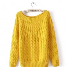 2015韩版新款毛衣 宽松小麻花针织衫 厚学生毛衣外套女羊毛