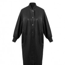 XD-QWP 欧美时尚女装新款 单排扣立领中长款PU皮棒球服