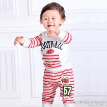 童套装2015新款韩版春秋款婴儿条纹休闲套装小童男女纯棉裤套装