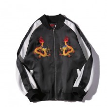 秋季青年潮牌外衣中国风霸气龙男装外套男士棒球服男刺绣修身夹克