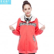 孕妇装加绒加厚卫衣 秋冬季新品孕妇上衣 韩版时尚羊羔绒外套