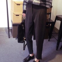 2014秋冬新款 韩版加厚绒面休闲中性弹力哈伦裤西装裤女