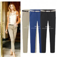 欧美新款 夏显瘦大码 休闲小脚裤 职业西装裤 女英伦女裤 长