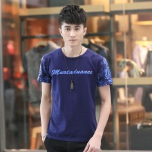 男式短袖T恤 2015夏季新款修身纯棉圆领薄款休闲印花时尚短