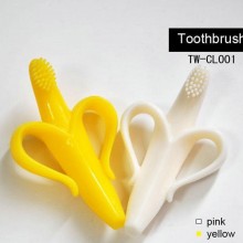 儿童乳牙香蕉牙刷 baby宝宝磨牙柔软训练硅胶牙胶代理