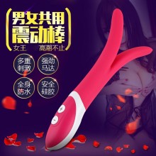 X-play 双马达Y型女士用自慰器具 震动按摩棒 AV棒 情趣跳蛋 成人情趣性用品 - 红色