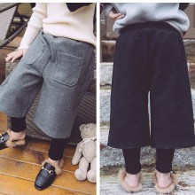 潮宝 韩版16冬季新品加绒长裤 女童潮品假两件阔腿裤 ins