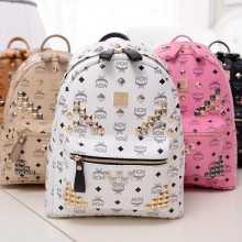 韩国新款MCM双肩包 M字铆钉小号中号背包男包女包 学生背包