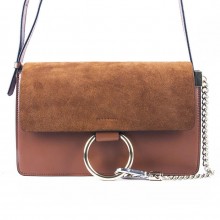 HZS批发代发faye包明星同款单肩斜跨小方包真皮圆环包女式