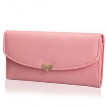 2015韩版新款时尚可爱潮十字纹爱心镶钻翻盖长款女士钱包女皮