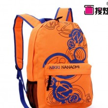 英文字母运动包几何图案帆布双肩包时尚印花撞色单背包行李书包袋