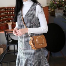 韩国代购2017春季新款圆环复古相机包高档PU皮女包工厂批发