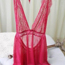 新品 法单热卖女士性感睡裙女诱惑 缕空蕾丝V型睡裙 外贸睡衣