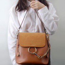 2017春季新款真皮女包 faye圆环多功能链条双肩女士包包
