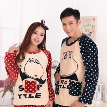 法兰绒情侣睡衣 冬季新款长袖长裤情侣家居服厂家批发 爆款