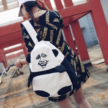 一件代发韩版书包熊猫金馆长暴走移动表情包张学友大款帆布双肩包