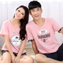 夏季韩版情侣短袖清棉质碎花男士睡衣家居可爱男女士短袖睡衣