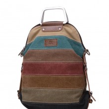 定制条纹帆布包女士手提袋复古单肩包双肩包