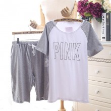 2016春夏新款 韩版情侣睡衣 短袖短裤PINK男士情侣休闲