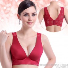 爆款nb背心款蕾丝无痕无钢圈文胸聚拢调整型美背内衣一件代发