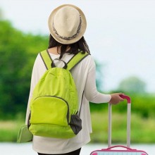 户外双肩包 便携可折叠纯色防水旅行包尼龙运动双肩背包一件代发