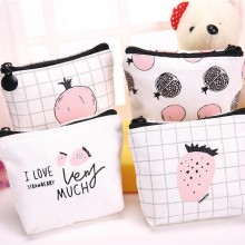 韩版时尚密语帆布零钱包  拉链钥匙包 卡通水果印花图案卡包