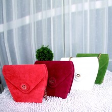 KAFU 春辉皮革外贸尾单真皮翻毛皮单肩包 元宝定型包链条斜挎包纯色欧美风