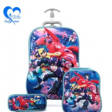 厂家直销3d冰雪卡通行儿童拉杆箱 儿童书包三件套 儿童拉杆箱