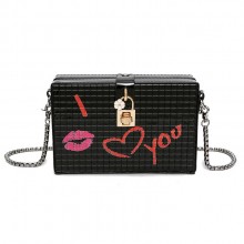 2017夏季新款箱子包简约印花链条包硬壳盒子包潮单肩斜挎包小方包