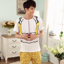 春夏款家居服男士睡衣 咖啡猫100%纯棉短袖睡衣套装爆款睡衣