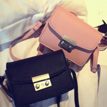 好质量荔枝纹小包 2016时尚猪鼻子锁扣女包 单肩斜跨小方包