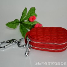 纯头层牛皮钥匙包 直销低价热卖  双拉链钥匙包 小巧方便