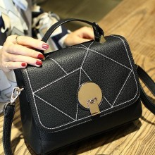 2017新款荔枝纹手提包韩版时尚小方包淑女个性单肩斜挎小包包