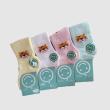 正品秋冬儿童袜 比奇糖果色松口老虎头中筒小童袜 梦娜宝宝袜男女