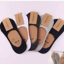豆豆隐形袜 200针全棉袜 夏季爆款点胶防滑隐形船袜 纯色男