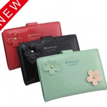 普瑞蒂卡包 漆皮可爱花朵学院风20卡位女式卡包卡套 名片夹