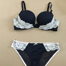 爆款欧美外贸名品 出口维多利亚 蕾丝性感 聚拢文胸套装 黑色