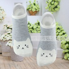 韩版新款女士卡通船袜子春夏季彩棉全棉短筒袜纯棉运动袜