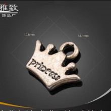 HG7344-948电镀古银英文字纹面小皇冠饰品手链合金字母