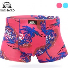 绿狮内裤男士一片式无痕内裤莫代尔平角裤男U凸中腰 海滩椰林1