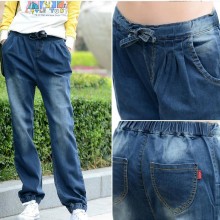 2014秋款 抽绳束脚灯笼裤牛仔裤女宽松大码休闲韩版松紧小脚